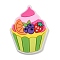 PVC Cabochons, Fruit Cup Cake, Colorful, 30x22.5x5mm