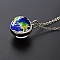 Luminous Round Alloy with Glass Planet Pendant Necklaces, Platinum, Blue, 19.69 inch(50cm)