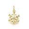 Brass Micro Pave Clear Cubic Zirconia Charms, Snowflake Charms, Lead Free & Cadmium Free, Rack Plating, Long-Lasting Plated, with Jump Ring, Real 18K Gold Plated, 9x7x1.5mm, Hole: 2.4mm