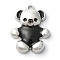 Rack Plating Alloy Enamel Pendants, Platinum, Bear Charm, Black, 25x19x5.5mm, Hole: 1.6mm