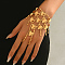 Luxurious & Elegant Brass Heart Link Finger Ring Bracelets for Women, Golden, Inner Diameter: 7-1/4 inch(18.5cm), ring: 60-70mm