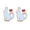 Alloy Enamel Pendants, Lead Free & Cadmium Free, Cat with Heart Charm, Golden, Light Sky Blue, 21x14.5x1mm, Hole: 1.6mm