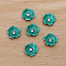 Resin Cabochons, Flower, Dark Cyan, 11mm