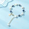 Rondelle Natural Blue Spot Jasper & Cultured Freshwater Pearl Beaded Link Bracelets for Women, 6-3/4 inch(17.2cm)