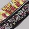 10 Yards Polyester Flower Jacquard Ribbons, for Clothing Ornament, Black, 1-3/8 inch(34mm)