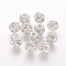 Brass Beads, with Grade A Rhinestone, Rondelle, Silver Color Plated, Crystal, 12x10mm, Hole: 4mm