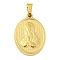 Ion Plating(IP) 304 Stainless Steel Pendants, Religious Theme Charm, Oval with Virgin Mary, Golden, 24x16x2~2.5mm, Hole: 5x3mm