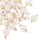 White ABS Plastic Imitation Pearl Round Connector Charms, with Brass Wire Loops, Rack Plating, Long-Lasting Plated, Real 18K Gold Plated, 16x8x8mm, Hole: 1.2mm