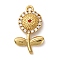 Brass Micro Pave Cubic Zirconia Pendants, Rack Plating, Flower, Long-Lasting Plated, Cadmium Free & Lead Free, Real 18K Gold Plated, 20x12x3mm, Hole: 1.4mm