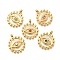304 Stainless Steel Pendants, with Rhinestone, Ion Plating(IP), Flat Round with Eye Charm, Real 14K Gold Plated, Mixed Color, 23.5x20x2.5mm, Hole: 2.5mm
