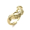 Open Brass with Cubic Zirconia Rings, Hand, Real 18K Gold Plated, Inner Diameter: US Size 7 1/4(17.5mm)