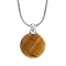 Natural Tiger Eye Flat Round Perfume Bottle Pendant Necklaces, Aromatherapy Essential Oil Bottle Necklaces with 201 Stainless Steel Round Snake Chains, Stainless Steel Color, 17.72 inch(45cm)