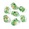 Handmade Gold & Silver Foil Glass Beads, Nuggets, Light Green, 12.5~14x10~11x9~10mm, Hole: 1.2~1.4mm