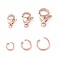 304 Stainless Steel Lobster Claw Clasps, with Jump Rings, Rose Gold, 7.4x7.2x1.7cm, Lobster Claw Clasps: 36pcs/box, Jump Rings: 90pcs/box