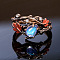 Alloy Finger Rings for Women, with Resin, Flower, Red Copper, US Size 8(18.1mm)