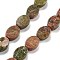 Natural Unakite Beads Strands, Oval, 14x10x5mm, Hole: 0.5mm, about 28pcs/strand, 15.55''(39.5cm)