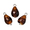 Handmade Gold Sand Lampwork Pendants, Teardrop, with Iron Loops, Platinum, 20~21x11~12mm, Hole: 2.5mm