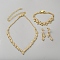 Brass & Iron & Rhinestone Jewelry Sets, Including Necklace, Earrings and Bracelet, Golden, 330mm