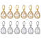12Pcs 2 Colors Rack Plating Brass Micro Pave Clear Cubic Zirconia Charms, with Jump Ring, Long-Lasting Plated, Teardrop Charm, Mixed Color, 12.5x8x4mm, Hole: 4mm