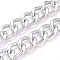 Aluminium Curb Chains, Unwelded, with Spool, Faceted, Diamond Cut Chains, Platinum, 26x20x5mm, about 16.40 Feet(5m)/Roll