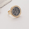 Geometric Texture Zinc Alloy Adjustable Finger Rings for Women, Golden, Round, 22mm