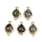 Natural Labradorite Faceted Connector Charms, Rack Plating Brass Teardrop Links, Golden, 16.5x9.5x4mm, Hole: 1.4mm
