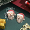 Alloy Enamel Stud Earrings, with Rhinestone & Acrylic, Golden, Santa Claus, 36x29mm