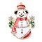 Christmas Zinc Alloy Rhinestone Pendnats, with Enamel, Light Gold, Snowman Charms, 43x29.5x6.5mm, Hole: 2mm