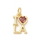 Brass Pave Cubic Zirconia Charms, Word I love LA, Long-Lasting Plated, Lead Free & Cadmium Free, Rack Plating, with Jump Ring, Real 18K Gold Plated, 12.5x8.5x2.5mm, Hole: 3.5mm