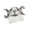 Alloy Hair Comb, Moon with Flat Round, Hair Accessories for Women, Antique Silver, 98x71mm