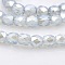 Pearl Luster Plated Glass Faceted Drum Beads Strands, Azure, 4x4x4mm, Hole: 1mm, about 100pcs/strand, 15.7 inch