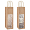 Jute Wine Storage Drawstring Pouches with PVC Clear Window, Wine Glass Storage Gift Bags, Rectangle, Camel, 42.5x11x10.5cm