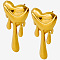 Stylish 304 Stainless Steel Heart-shaped Stud Earrings, with Lava Drop Design, Real 18K Gold Plated, 32x17mm