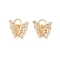 Brass Micro Pave Cubic Zirconia Pendants, Real 14K Gold Plated, Butterfly, 11x12x3mm, Hole: 3.5mm
