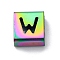 Ion Plating(IP) 304 Stainless Steel Square Slide Charms, Rainbow Color, Letter W, 9x8x4mm, Hole: 3.5x8.5mm