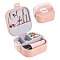 Square PU Leather & PP & Silicone Jewelry Set Box, Travel Portable Jewelry Case, Storage Boxes, for Necklaces, Rings, Earrings and Pendants, Pink, 10x9.7x3.8cm