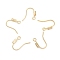 Brass Micro Pave Clear Cubic Zirconia Earring Hooks, Cadmium Free & Nickel Free & Lead Free, Real 14K Gold Plated, 13x17x2mm, Hole: 1.9mm, Pin: 0.8mm