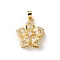 Brass Micro Pave Clear Cubic Zirconia Pendants, Flower, 18x7x8mm, Hole: 3x4.5mm.