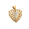 Rack Plating Brass with Cubic Zirconia Pendants, Long-Lasting Plated, Lead Free & Cadmium Free, Heart Charms, Real 18K Gold Plated, 17x15.5x4mm, Hole: 4.5x3mm