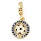 Rack Plating Brass Micro Pave Cubic Zirconia European Dangle Charms, Enamel Football Large Hole Pendants, Real 18K Gold Plated, Long-Lasting Plated, Cadmium Free & Lead Free, Blue, 24mm, Hole: 4.5mm