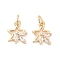 Brass Micro Pave Cubic Zirconia Pendants, Real 14K Gold Plated, Star, 12.5x10x3mm, Hole: 3.3mm
