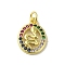 Real 18K Gold Plated Brass Pave Cubic Zirconia Pendants, with Jump Rings, Snake, Colorful, 16.5x11.5x2.5mm, Hole: 3mm