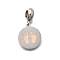 Jewelry 304 Stainless Steel European Dangle Charms, with Enamel, Large Hole Pendants, Flat Round with Baby Feet, Stainless Steel Color, Pink, 25mm, Hole: 4.5mm, Pendant: 16x14x1.3mm