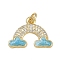 Brass Micro Pave Clear Cubic Zirconia Pendants, Rainbow, with Enamel, Cadmium Free & Lead Free, Long-Lasting Plated, Real 18K Gold Plated, with Jump Ring, Blue, 15x20x3mm, Hole: 3mm