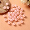 Transparent Acrylic Beads, Frosted, Bead in Bead, Round, Pink, 8x7.5mm, Hole: 2mm, about 100pcs/bag