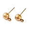 304 Stainless Steel Stud Earring Findings, with Loop, Ball, Real 18K Gold Plated, 17x6mm, Hole: 1.8mm, Pin: 0.7mm