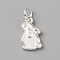 Brass Charms, with Jump Ring, Silver, Rabbit, 15x9x2mm, Hole: 4mm