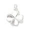 925 Sterling Silver Charms, Silver Color Pated, with 925 Jump Rings and 925 Stamp, Clover, 14x10x2.5mm, Hole: 2mm