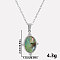 304 Stainless Steel Pave Natural Paua Shell Geometric Oval Pendant Necklaces, Stainless Steel Color, Pendant: 2.4x1.5cm