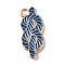 Alloy with Enamel Pendants, Nautical Charms, Light Gold, Blue, Rope Knot, 21x9.5x1.5mm, Hole: 1.6mm